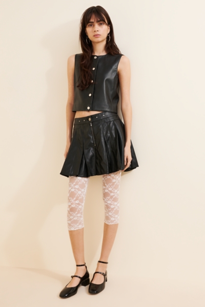 Faux-Leather Pleated Hardware Mini Skirt | Nuuly