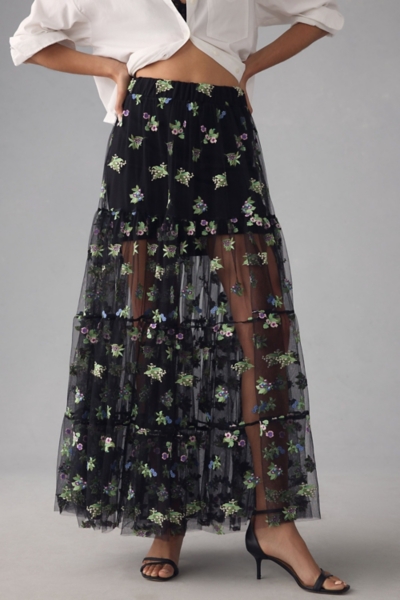 Sheer Embroidered Maxi Skirt | Nuuly