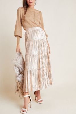 【THE MOZZ】Julie Pleated Skirt Julie Pleated Velvet Midi | Nuuly