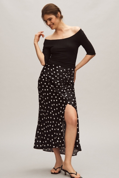The Mel Ruched Side-Slit Midi Skirt | Nuuly