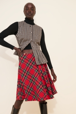 Seamed Plaid Full Midi Skirt Nuuly