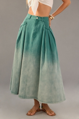 Pleated Ombre Denim Skirt Nuuly