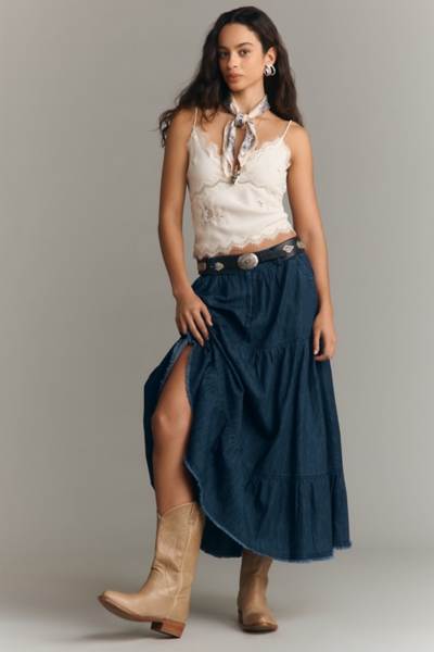 Tiered Denim Maxi Skirt | Nuuly