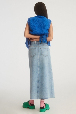 The Madi Front-Slit Denim Skirt
