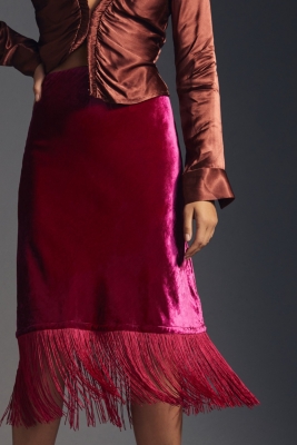 Velvet fringe skirt top