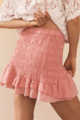 Ruched linen skirt sales