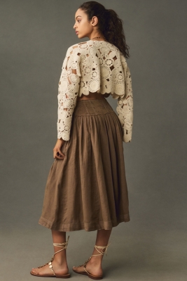 【U LAN】Layered pleated midi skirt Chiffon Pleated Midi Skirt