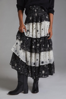 【NONCODE】Hoaen Unbal Tiered Skirt Tiered Maxi Skirt | Nuuly