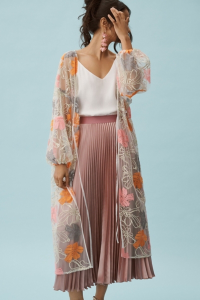Satin Pleated Midi Skirt | Nuuly