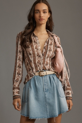 Reworked Denim Skater Mini Skirt | Nuuly