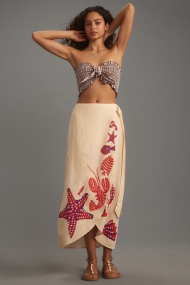 Linen Side-Tie Midi Skirt | Nuuly