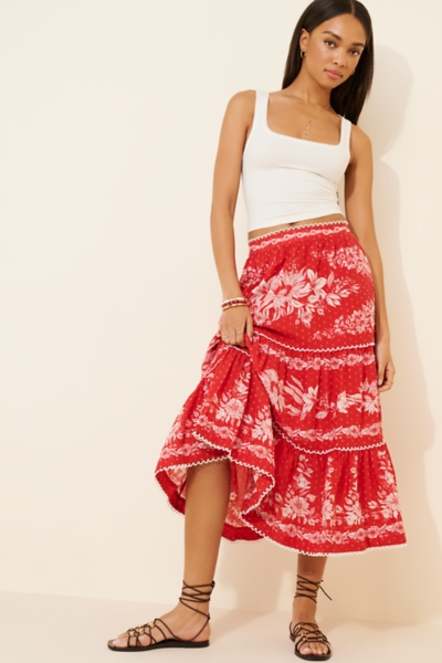 Floral Tiered Midi Skirt | Nuuly
