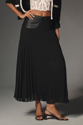 Faux Leather Pleated Midi Skirt | Nuuly