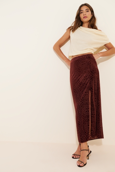 新品未使用【ё BIOTOP】velour midi skirt Velvet Burnout Slip Midi Skirt | Nuuly