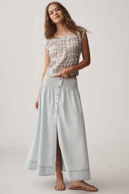 【BAON】Suab Belt Pintuck Long Skirt Treasure & Bond Pintuck Cotton Midi Skirt | Nordstrom