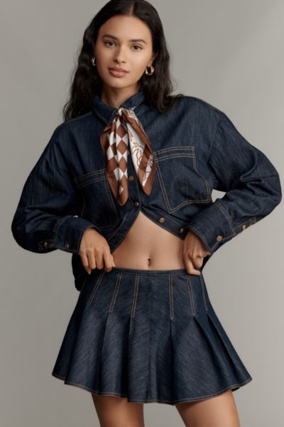 Pleated Denim Mini Skirt Nuuly