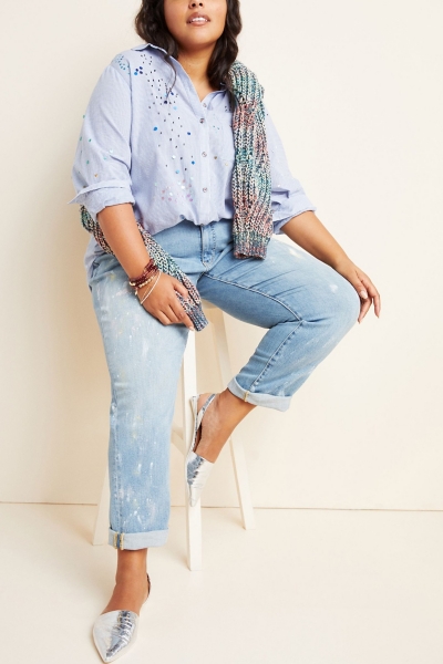 Paint Splatter Embroidered Slim Straight Jeans | Nuuly