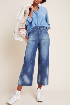 Distressed Cropped Wide-Leg Jeans | Nuuly