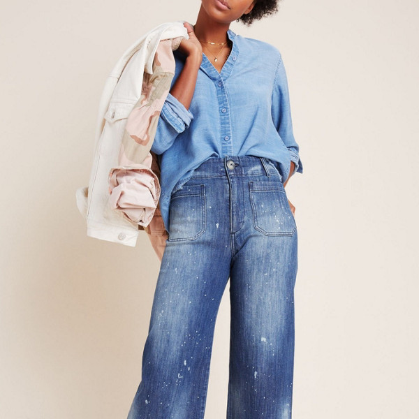 Distressed Cropped Wide-Leg Jeans | Nuuly Rent