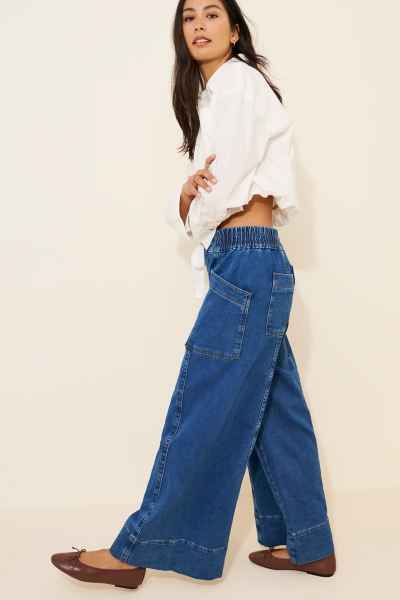La Ponche Tie-Waist High-Rise Wide-Leg Jeans | Nuuly