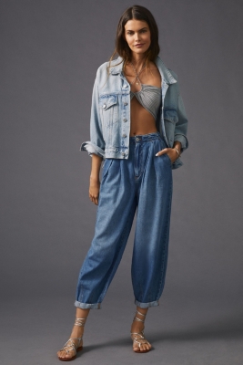 High-Rise Pleated Balloon Leg Jeans | Nuuly