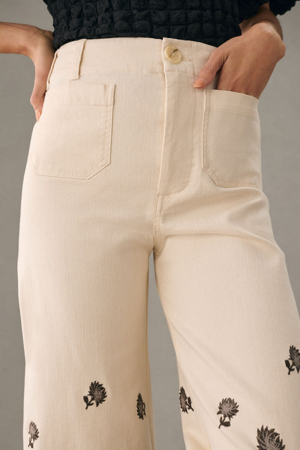 Colette Embroidered Crop Wide-Leg Jeans | Nuuly Colette Embroidered Crop Wide-Leg Jeans | Nuuly