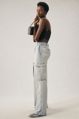 【YOURNUS】Cargo String Wide Denim Pants Acubi Y2K Outfits Straight Leg Jeans denim denim cargo pants