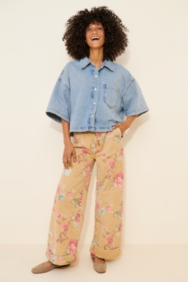 The Leon Double Hem High-Rise Wide-Leg Cuffed Jean | Nuuly