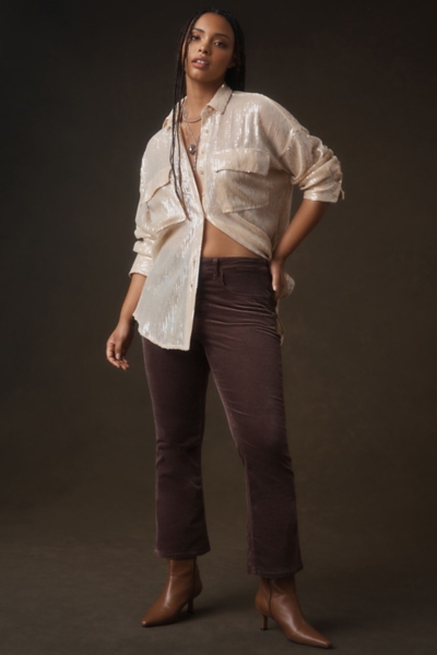 The Yaya Mid-Rise Corduroy Crop Flare Jeans | Nuuly