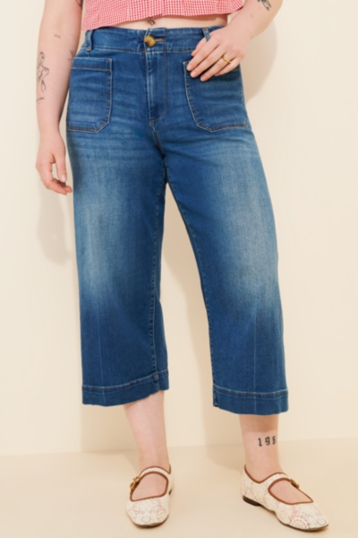 The Colette Denim High-Rise Cropped Wide-Leg Jeans | Nuuly