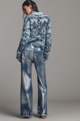 The Rylan Metallic Relaxed High-Rise Flare Jeans