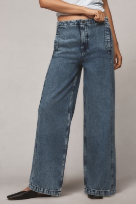 Pull-On High-Rise Wide-Leg Track Jeans | Nuuly