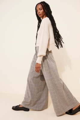 Pleated Wide-Leg Plaid Trousers | Nuuly