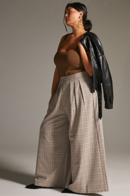 Pleated Wide-Leg Plaid Trousers Nuuly