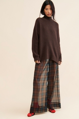 パンツ sheer pants WRINKLED SEMI-SHEER PANTS - Brown | ZARA United States