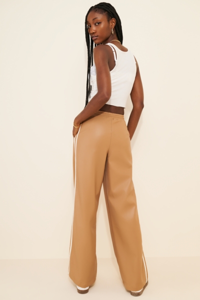 Vegan-Leather Wide-Leg Track Pants | Nuuly