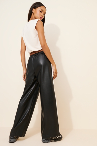 Vegan-Leather Pull-On Track Pants | Nuuly