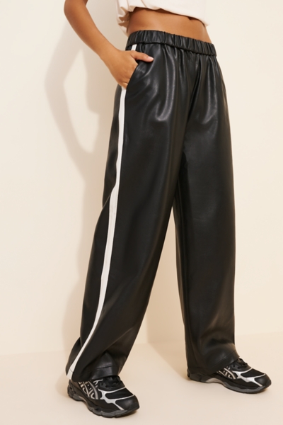 Vegan-Leather Pull-On Track Pants | Nuuly