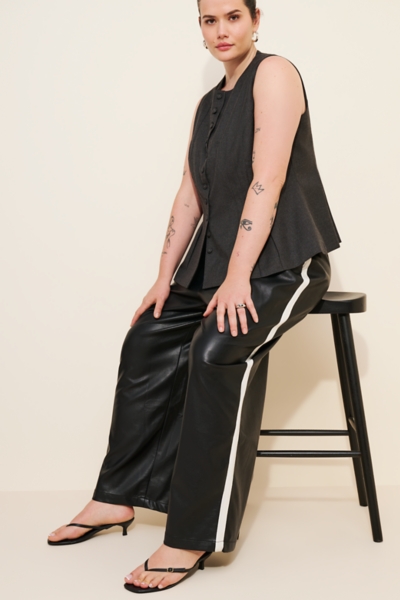 Vegan-Leather Pull-On Track Pants | Nuuly