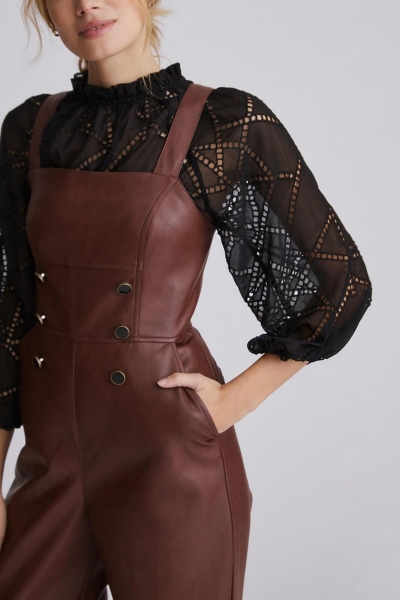 Vegan Leather Pinafore Jumpsuit | Nuuly