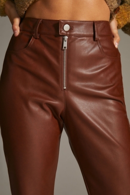 Tacked Leather Flared Trousers - Black | Manière De Voir USA