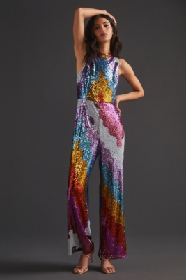 Rainbow Sequin Jumpsuit - Love ur Look Clothing and Vintage