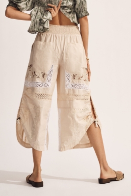 Lace Ruched Cropped Wide-Leg Pants | Nuuly