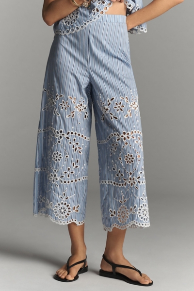 Eyelet-Stripe Wide-Leg Pants | Nuuly