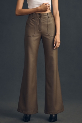 The Naomi Vegan Leather Wide-Leg Flare Pants | Nuuly