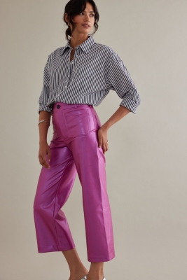 【YOURNUS】Vegan Leather Wide Cropped Pants Vegan Leather Wide-Leg Cropped Pant | Banana Republic Factory