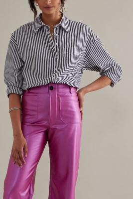 The Colette Cropped Wide-Leg Vegan Leather Pants