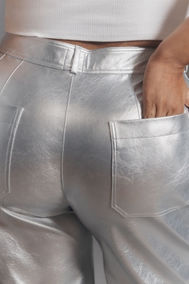 The Ettie High-Rise Crop Wide-Leg Pants: Metallic | Nuuly