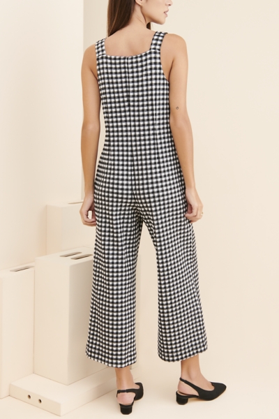 Gingham Button-Front Jumpsuit | Nuuly