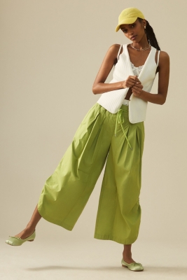 ★ ★ Here Olive Relax Fit Parachute Pants J22260 Ruched Poplin Parachute Pants | Nuuly